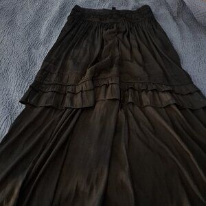 Black Tiered Midi Skirt